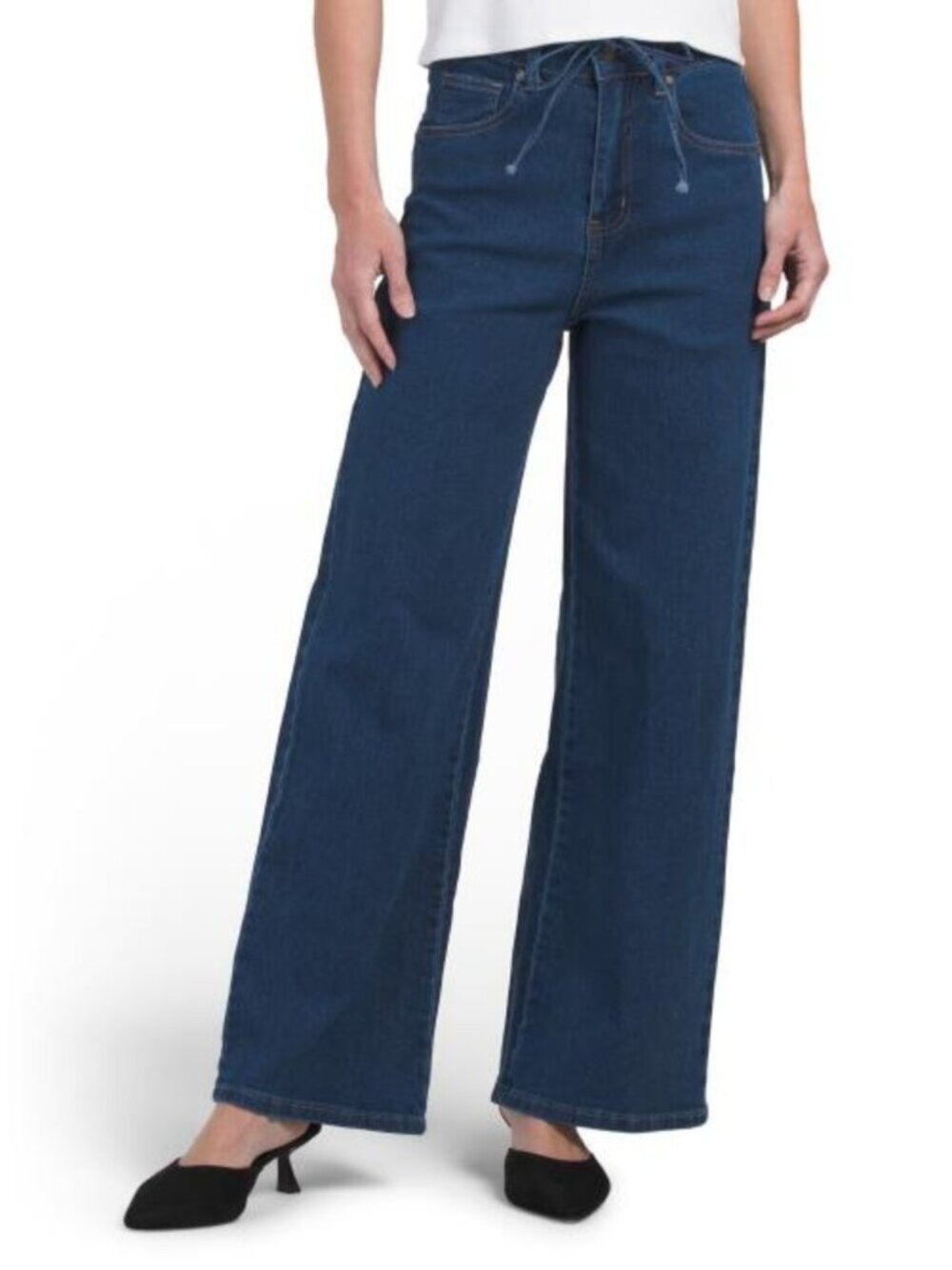 BEBE Wide Leg Open Leg Jeans With Tie
